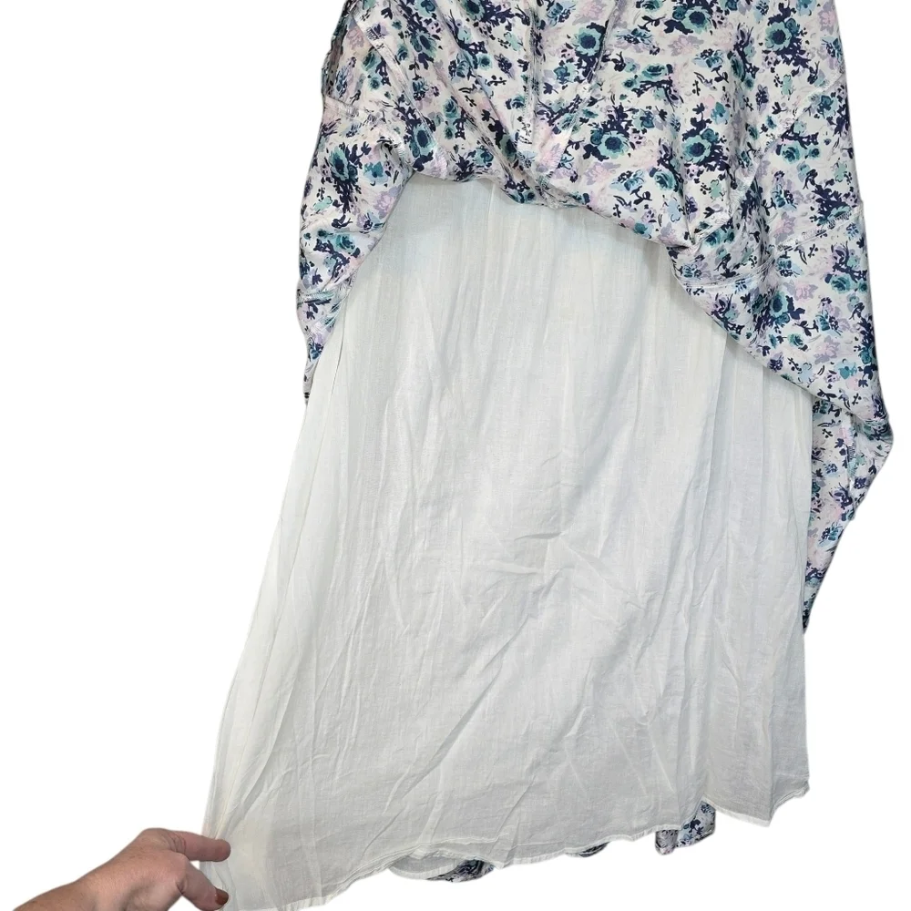 Garnet Hill 100% Silk Cottagecore Floral Pull-On Midi Skirt Lined Size 12